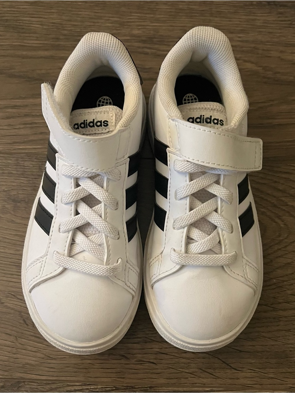 adidas Grand Court 2.0 Kids White Sneakers with Velcro